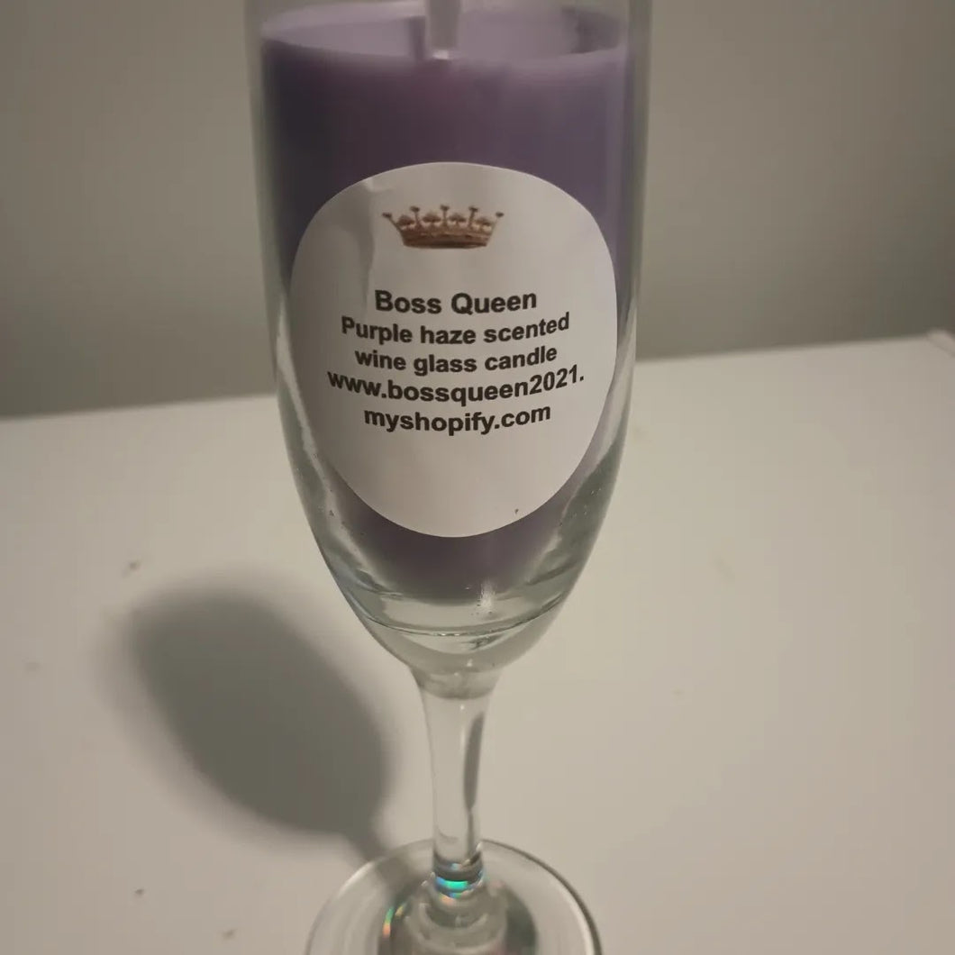 Purple haze scented wine glass candle