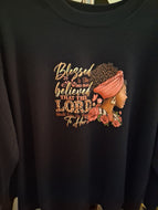 Blessed is  woman blk sweatshirt